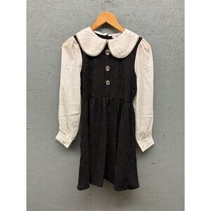 Ank Rouge Women’s Dress M Black White Long Sleeve Pearl Collar Gothic Lolita‎
